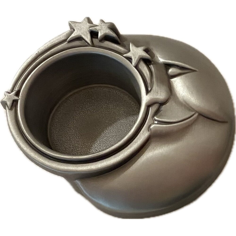 Moon And Stars Tea Light Candle Holder Silver Color 3.5" Wide (Silver Only)